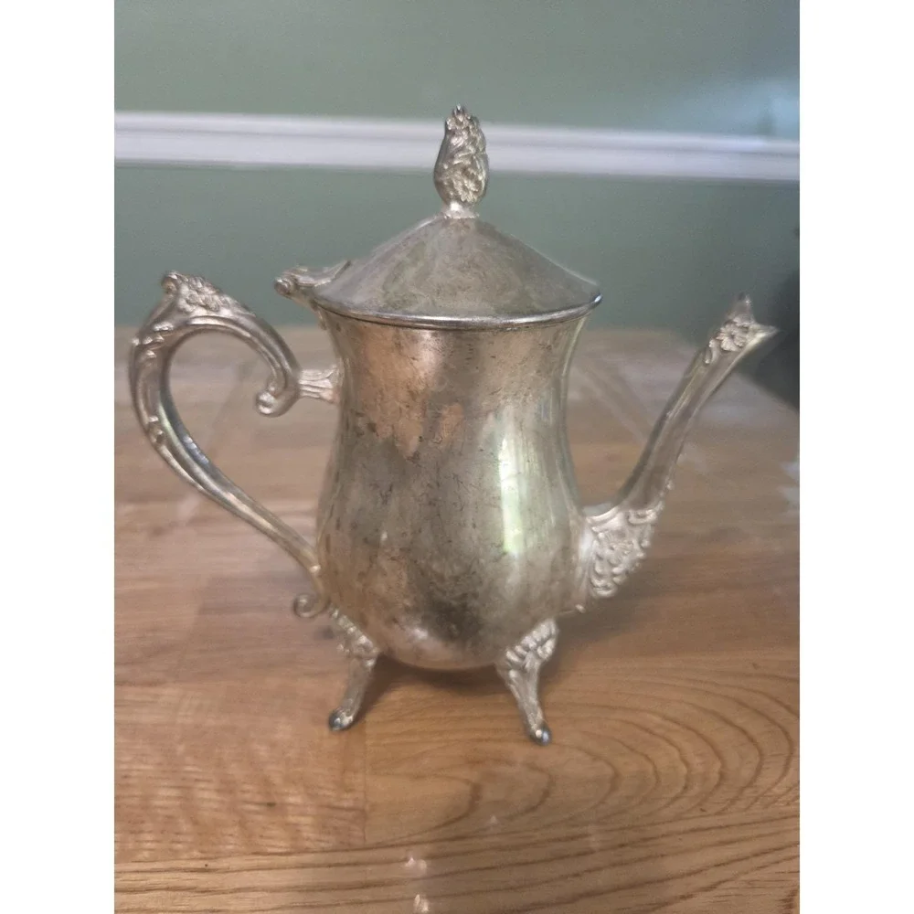 Vintage EP Brass Silver Plate Tea Coffee Pot 9.5